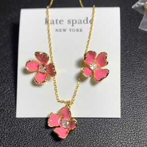 Kate Spade Gold and Pink Floral Necklace Set
